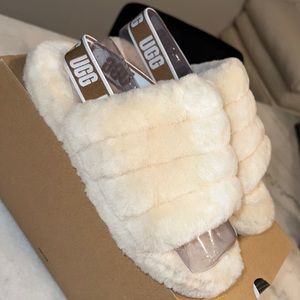 UGG Cream Fur Slides